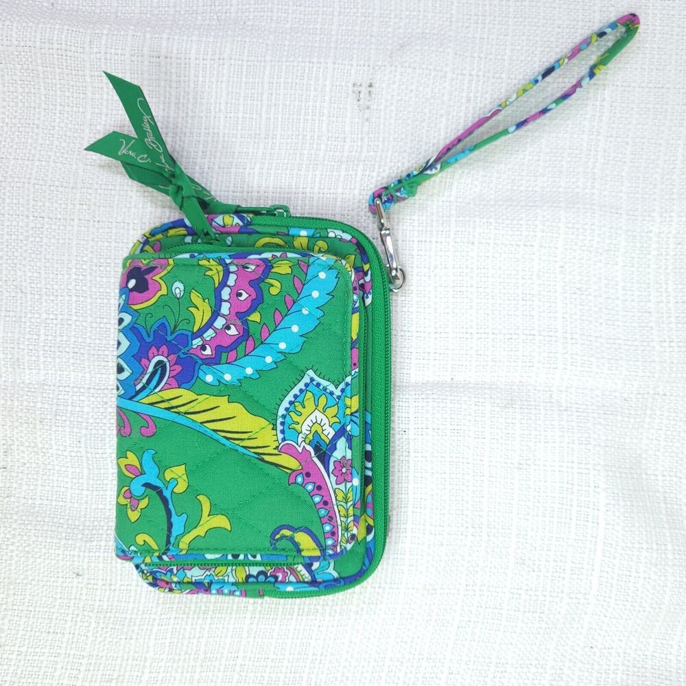 Missing Crossbody Strap Vera Bradley Emerald Paisley Pattern All-In-One Wristlet